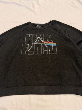 Lucky Brand Black Pink Floyd Logo Crewneck with Rainbow Accent
